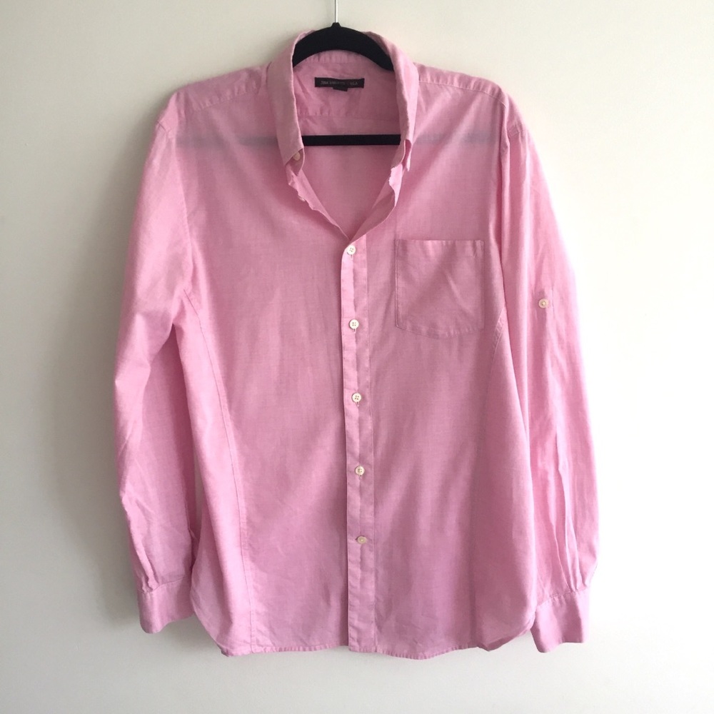 JOHN VARVATOS Button Down Long Sleeve Shirt Pink M